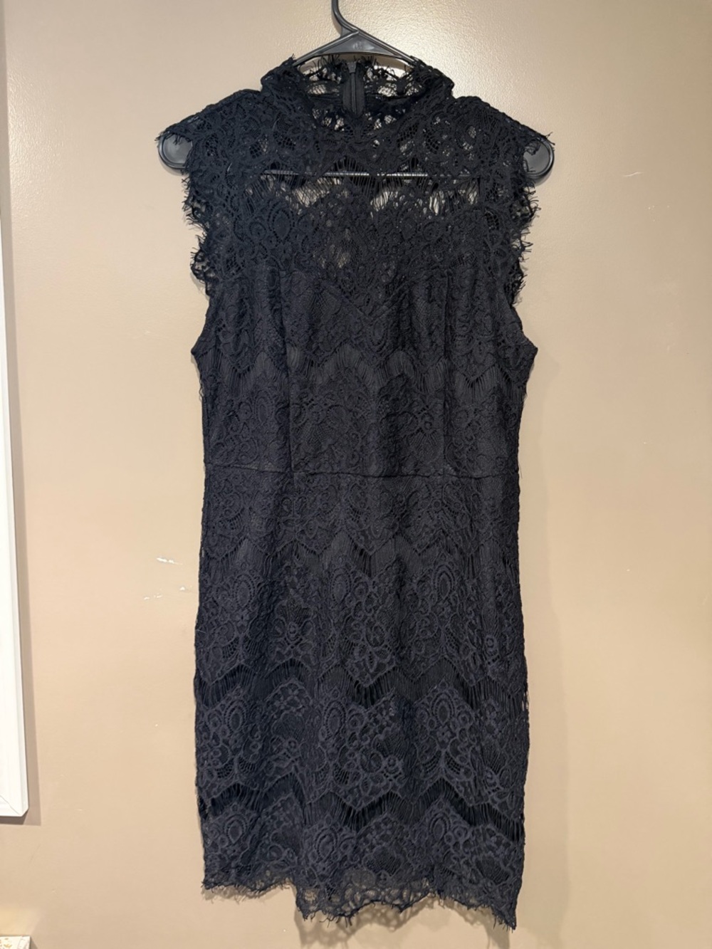 Sleeveless Black Lace Sheath Dress